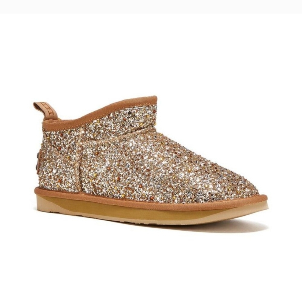 Australia Luxe Collective COSY ULTRA SHORT GLITTER GOLD Size 7 New In Box